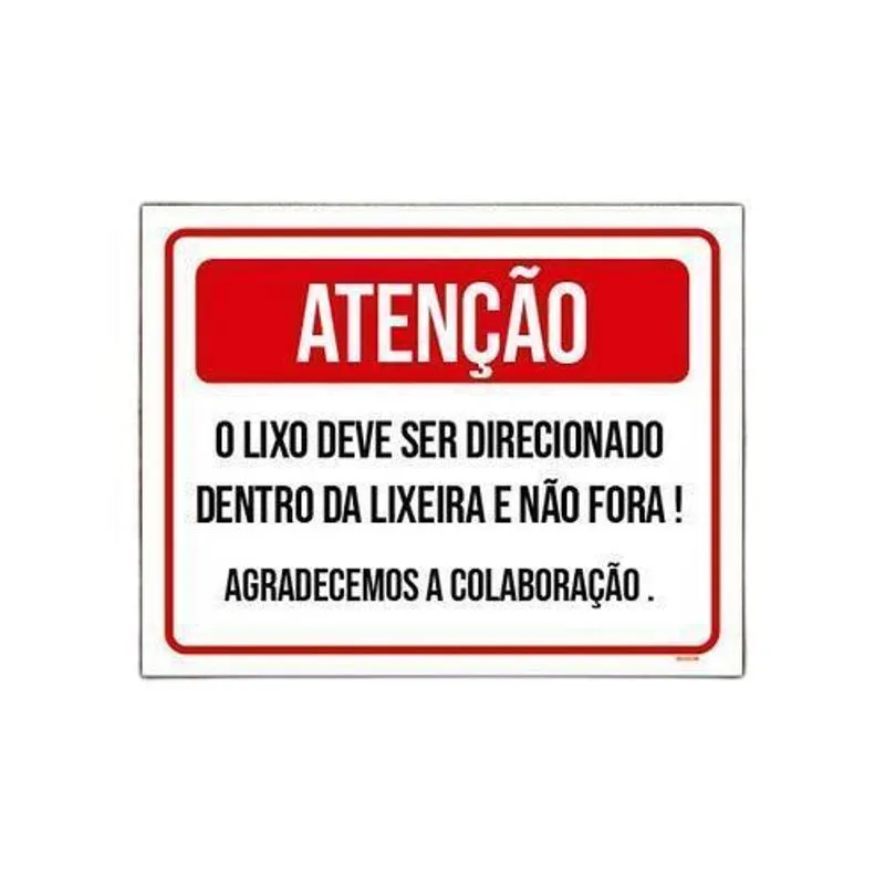 Kit 10 Placas Atenção Lixo Deve Direcionado Dentro Lixeira