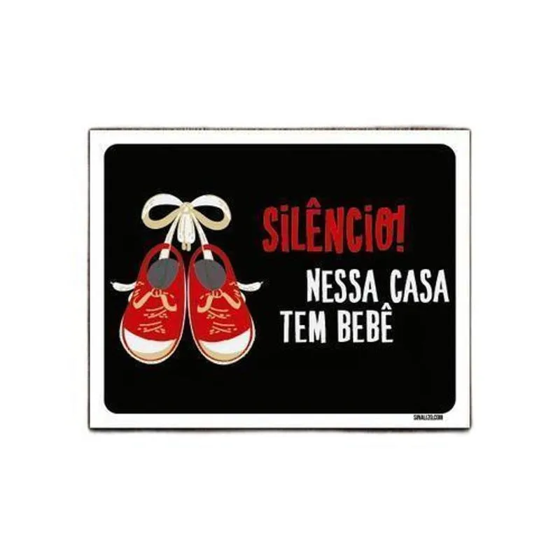 Kit 3 Placas Silêncio Nessa Casa Tem Um Bebê Vermelho