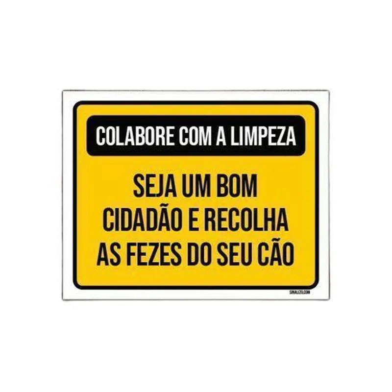 Kit 3 Placas Colabora Com Limpeza Recolha Fezes Cão