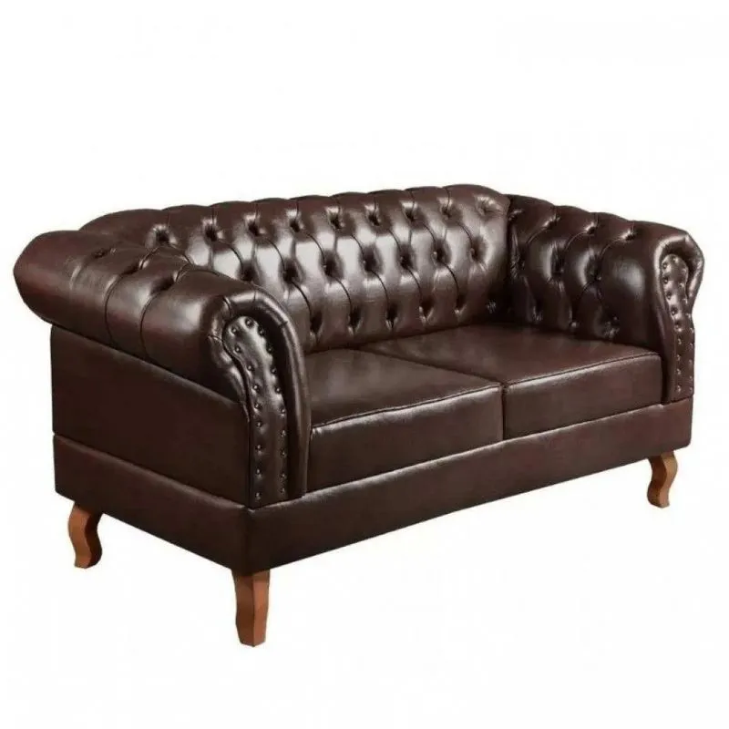 Sofá Dom Pedro Namoradeira Chesterfield Vintage Courissimo Café