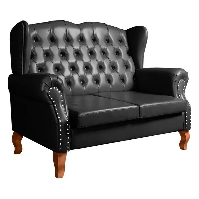 Sofá Imperador Namoradeira Chesterfield Capitonê Couríssimo Preto