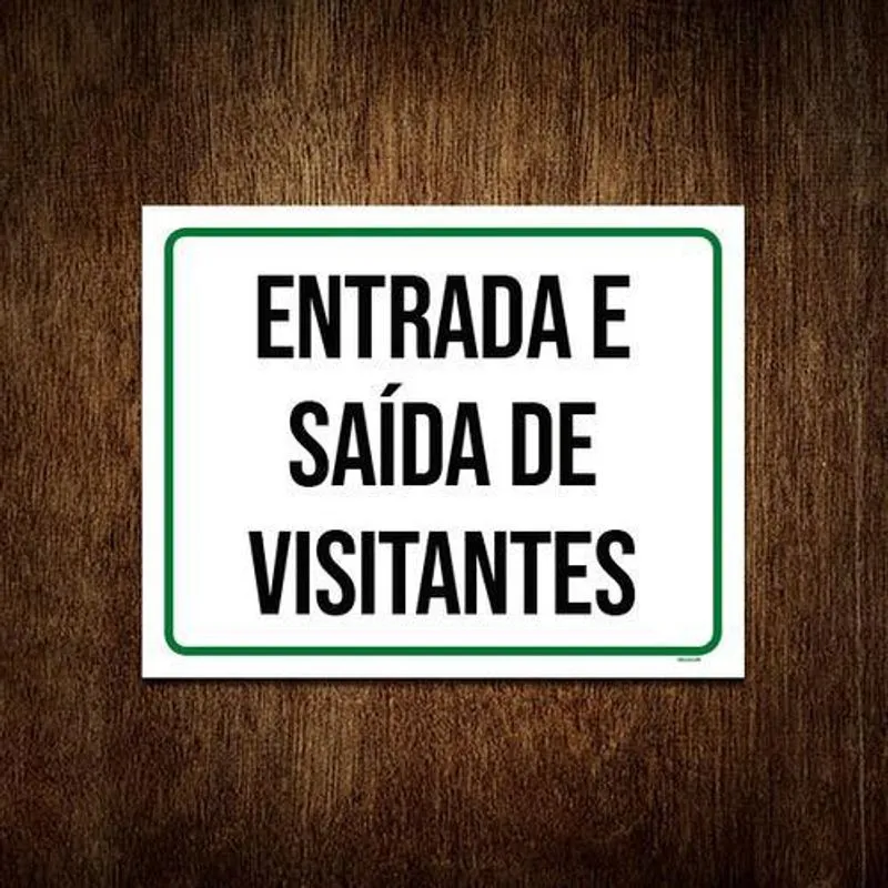 Placa Sinalização Entrada E Saída De Visitantes 18x23