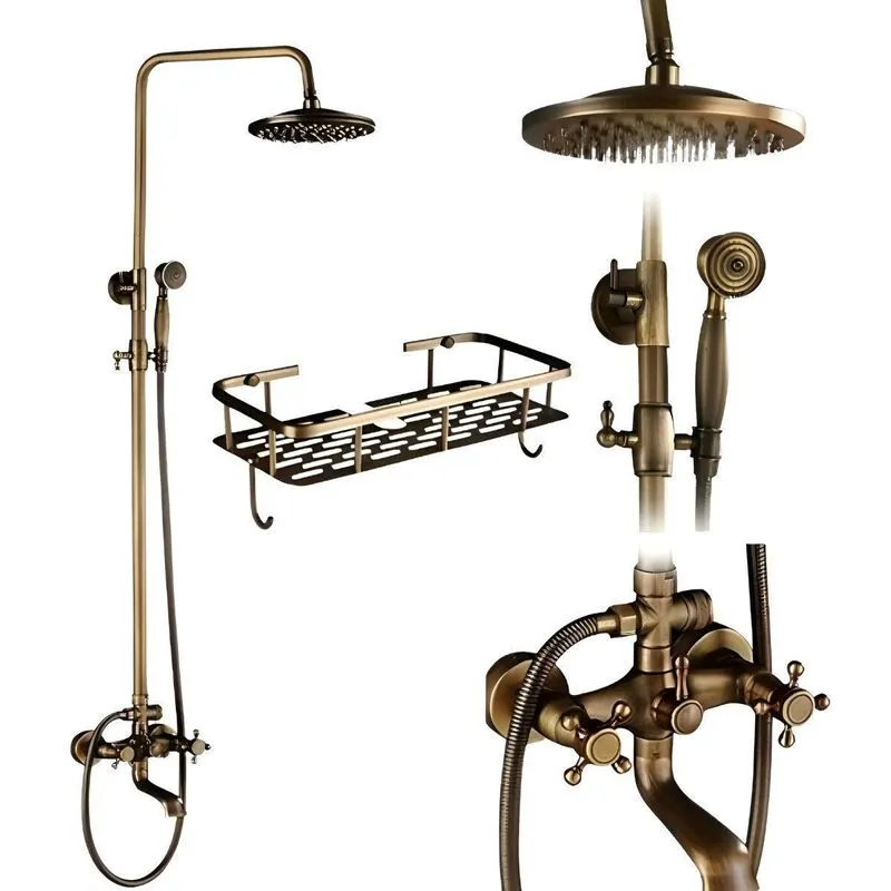 Chuveiro Vintage Clássico Bronze Antigo Misturador Retrô