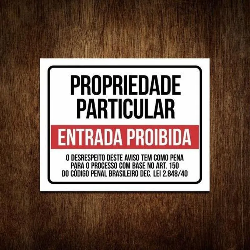 Placa Ps 2mm Propriedade Particular Entrada Proibida 36x46