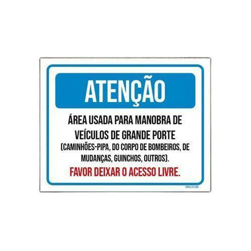 Placa Atenção Área Usada Manobra Veículos Grandes 36x46