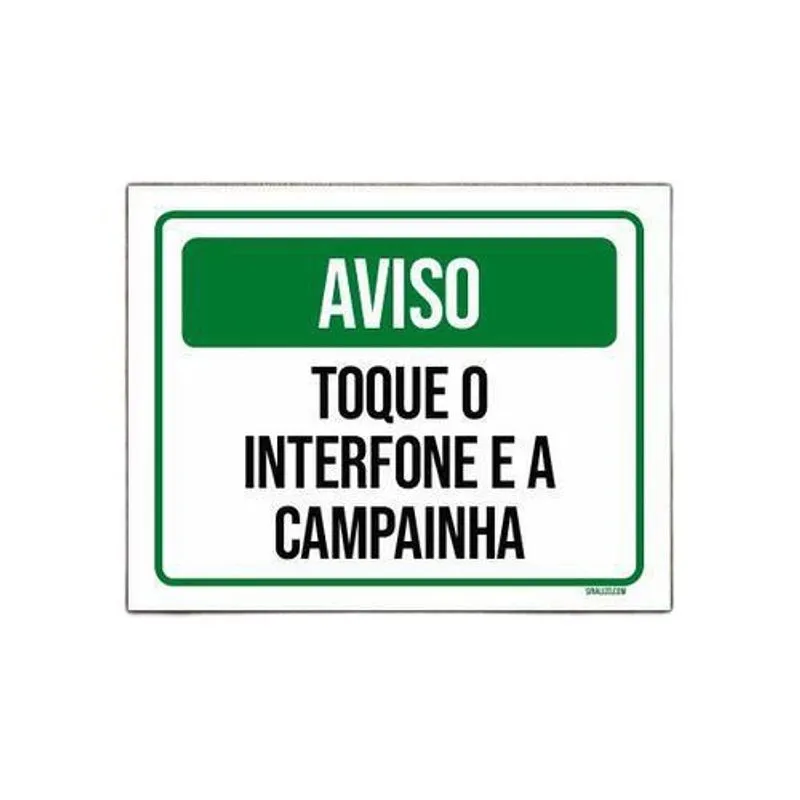 Placa Sinalização - Aviso Toque Interfone Campainha 36x46