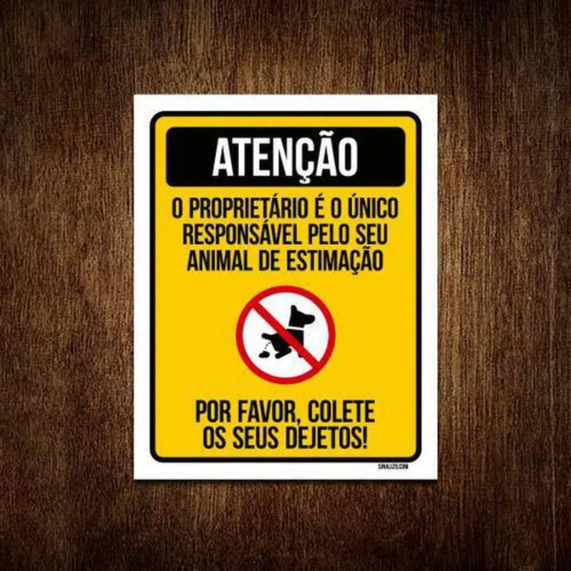 Placa Sinalização - Por Favor Colete Dejetos De Cão 36X46