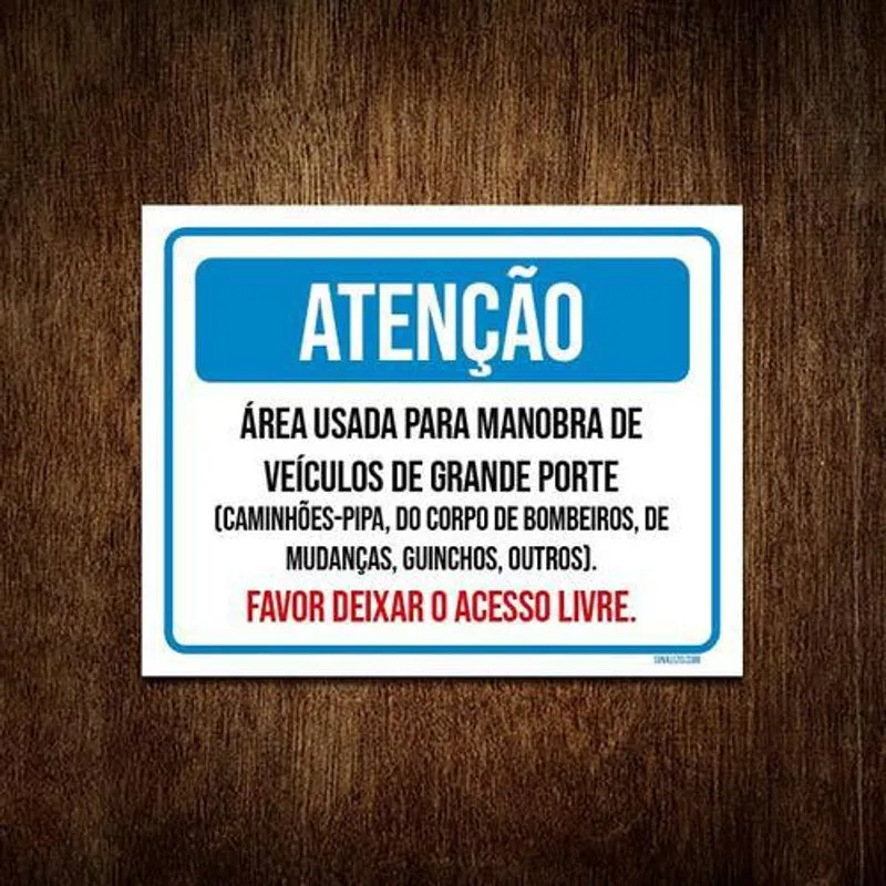 Placa Atenção Manobra Grandes 27x35 - Vinil 2mm
