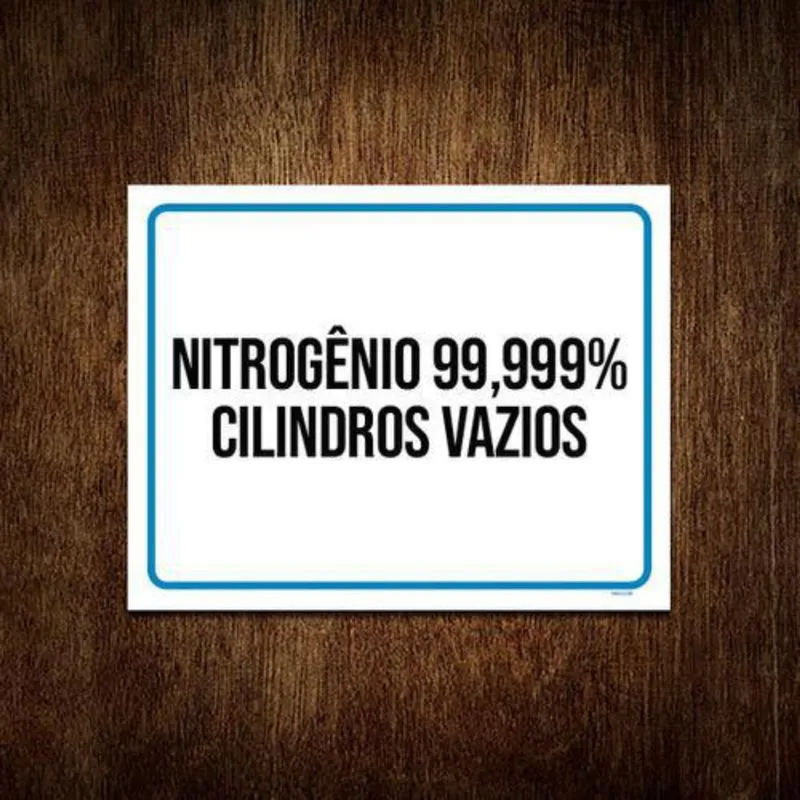 Placa Sinalização - Nitrogênio Cilindros Vazios 27X35