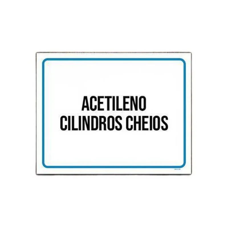 Placa Sinalização - Acetileno Cilindros Cheios 27x35