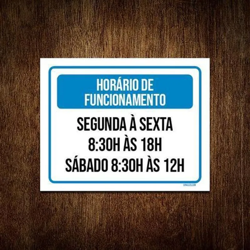 Placa Azul Horário Segunda Sexa 8 As 18 Sabado 12 18X23