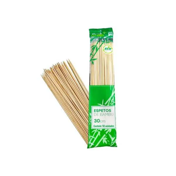 Espeto de Bambu Redondo 30cm c/ 50un