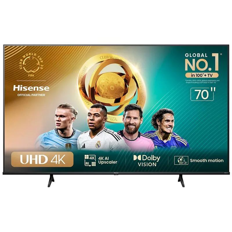 Smart TV Hisense DLED 4K 70" Polegadas 70A51HUV com LED Sleep Timer, Entrada HDMI e Wi-fi