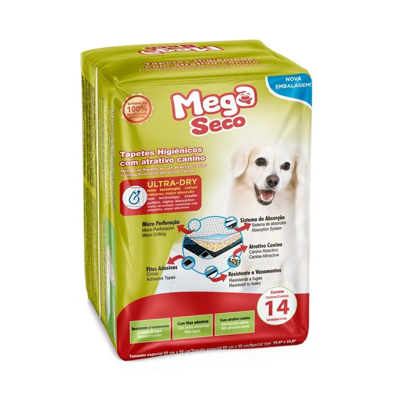 Tapete Higiênico Mega Seco 14uni 65x60cm Blue - Pp443