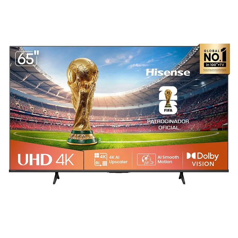 Smart TV Hisense DLED 4K 65" Polegadas com Processador AI, Dolby Vision, Dolby Gaming e Wi-Fi - 65A6NV