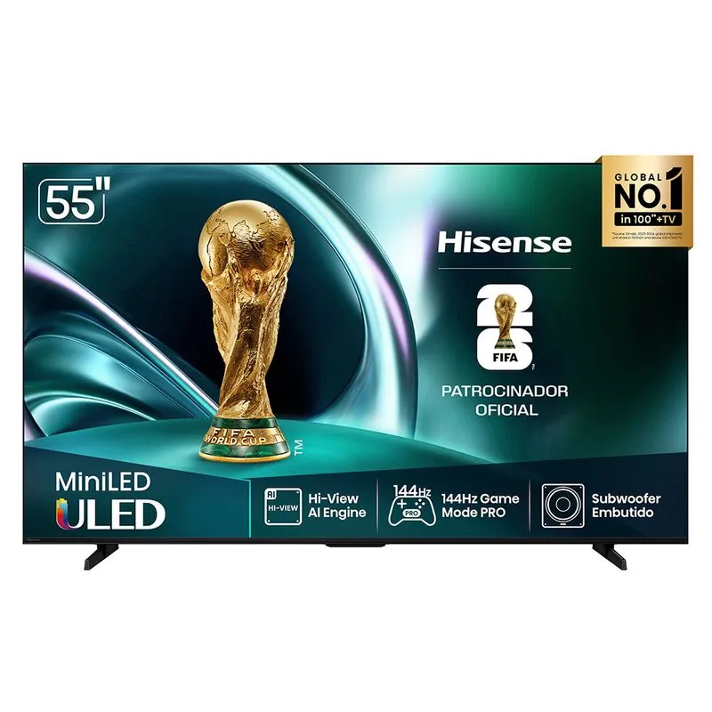 Smart TV Hisense MiniLED 4K 55" Polegadas com Processador AI, Filmmaker Mode, Alexa e Wi-Fi - 55U7QG