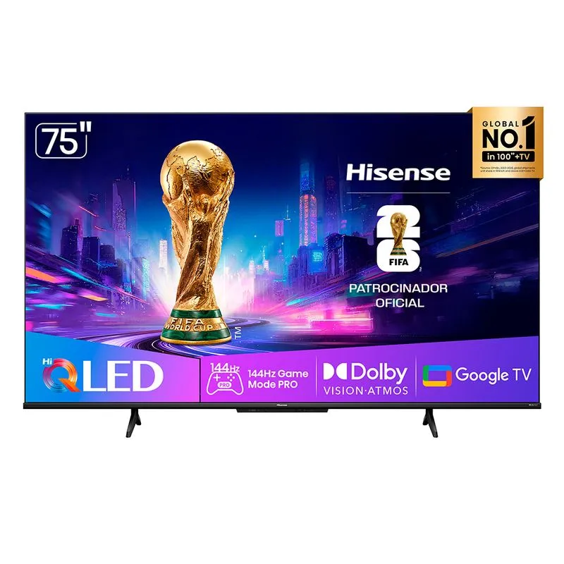 Smart TV 4K Hisense HI-QLED 75” Polegadas com Dolby Vision, Dolby Atmos, HDR10+ e Wi-Fi - 75Q7QG