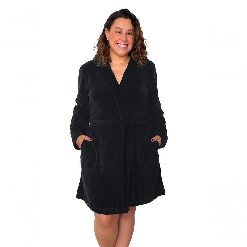 Roupão Feminino Manga Longa Preto - P