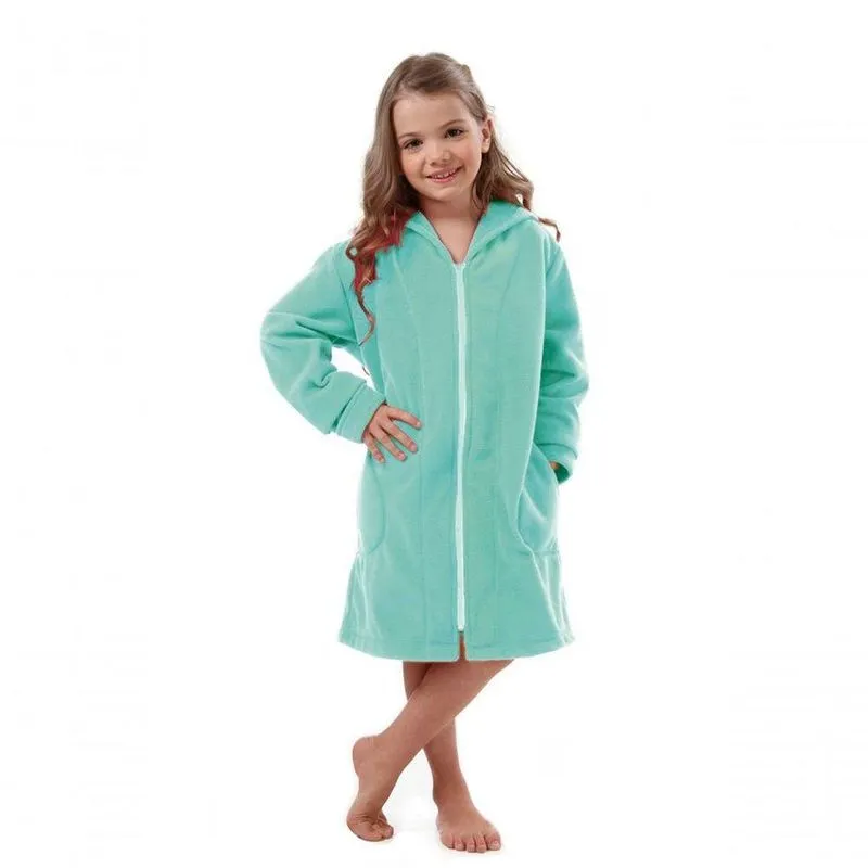 Roupão Infantil Soft Zíper Verde Água - 4