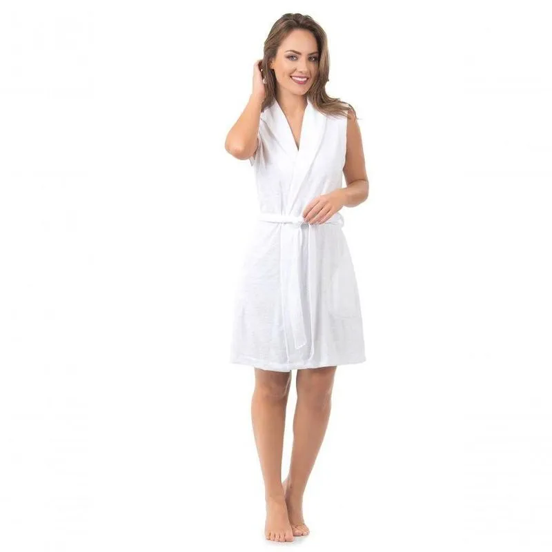 Roupão De Banho Feminino Sem Mangas Branco - Xpl2