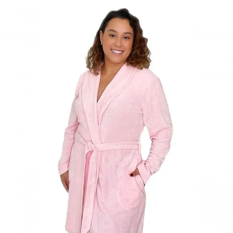 Roupão Feminino Manga Longa Rosa - Xpl3