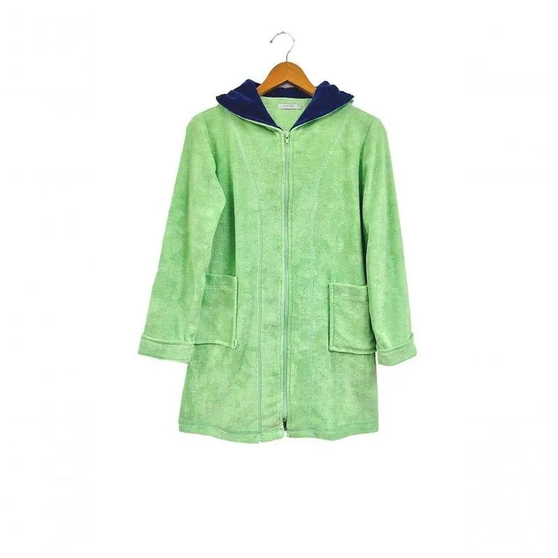 Roupão Infantil Com Capuz E Zíper Verde Claro - 6