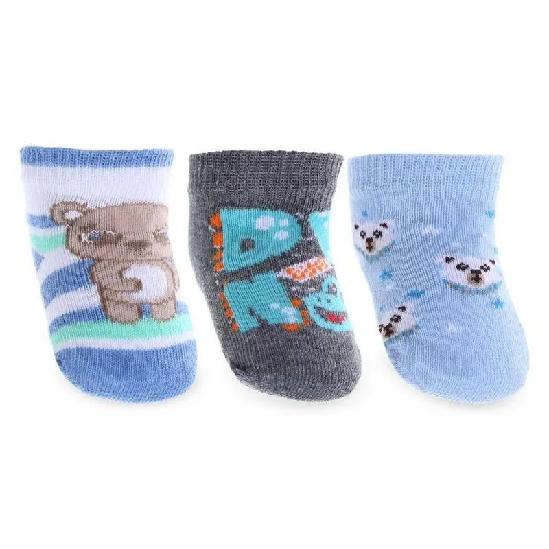 Kit Meia RN Winston 3 Pares Animais Azul Sortido (MP)