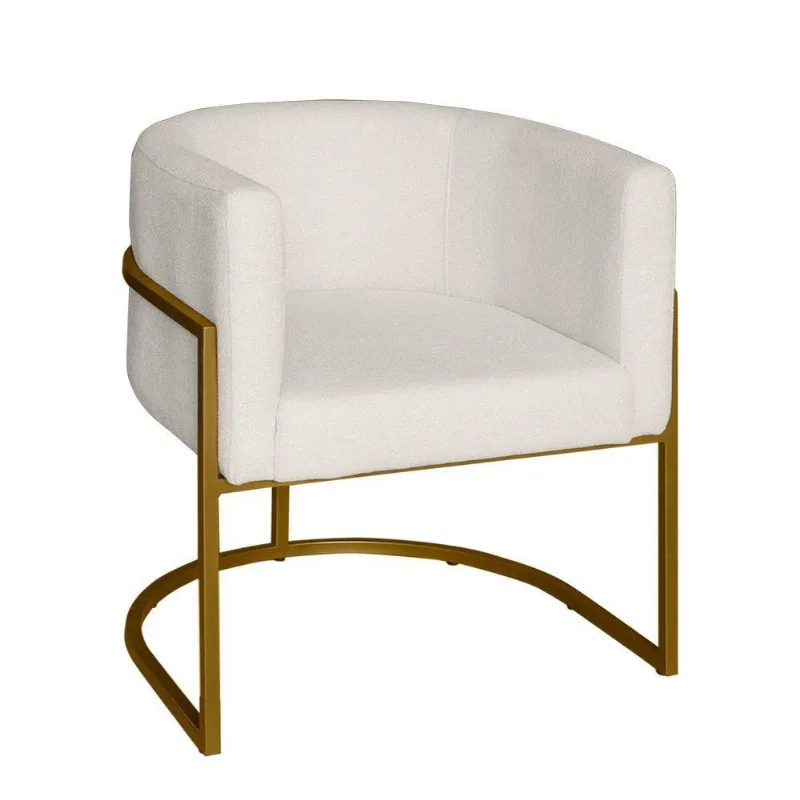 Poltrona Base Industrial Dourado Para Sala Lety Blouclê Bege
