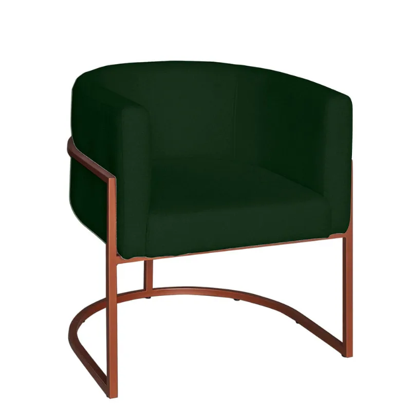 Poltrona Base Industrial Bronze Sala de Estar Lety Veludo Verde