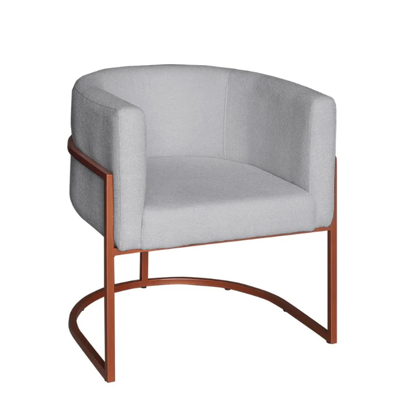Poltrona Base Industrial Bronze Sala de Estar Lety Veludo Prata