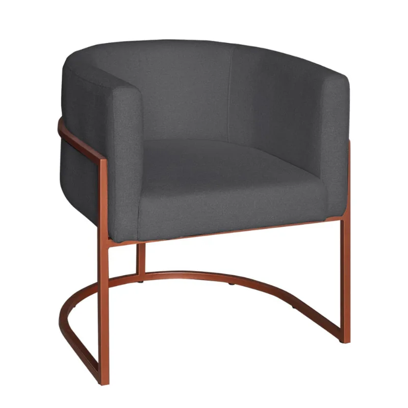 Poltrona Base Industrial Bronze Sala de Estar Lety Veludo Grafite