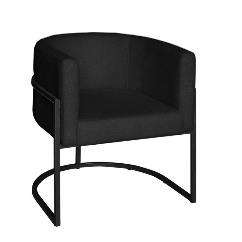 Poltrona Base Industrial Preto Sala De Estar Lety Veludo Preto S05 - D'rossi