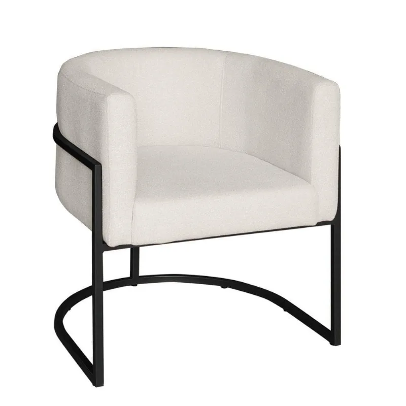 Poltrona Base Industrial Preto Para Sala Lety Blouclê Bege
