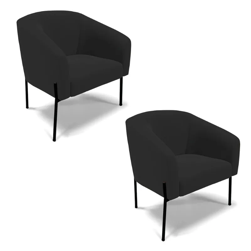 Cadeira Sala de Jantar Pé de Ferro Preto kit 2 Stella Veludo D03 - D'Rossi Preto