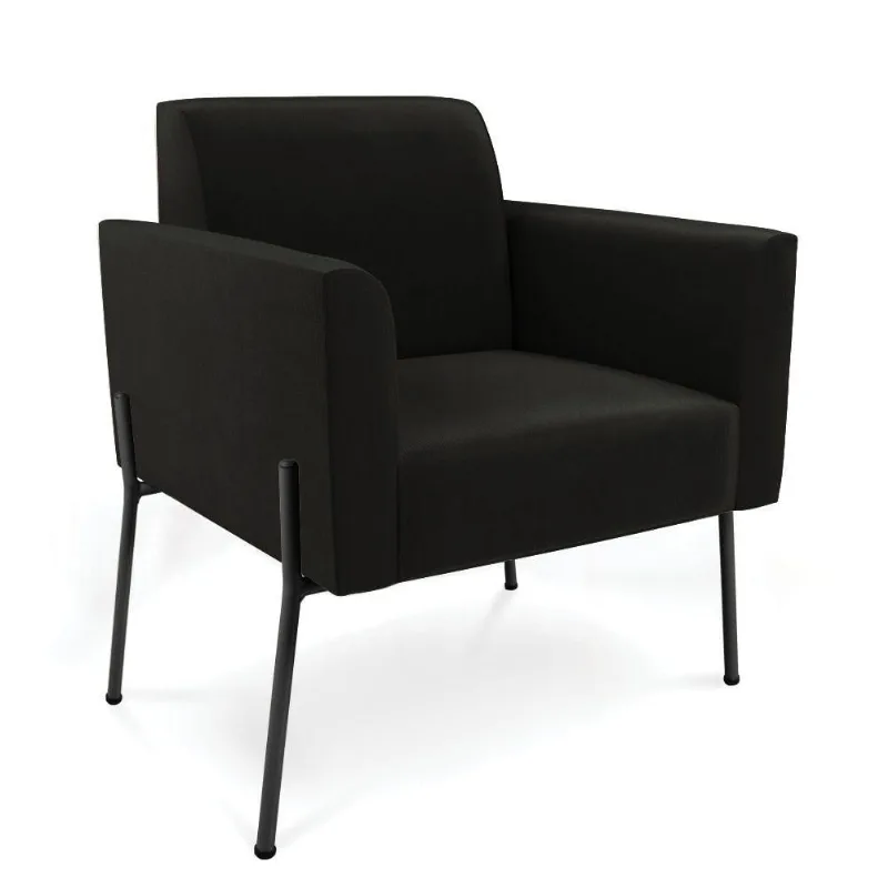 Poltrona Pé De Ferro Preto Para Sala Marisa Suede Preto D03 - D'rossi