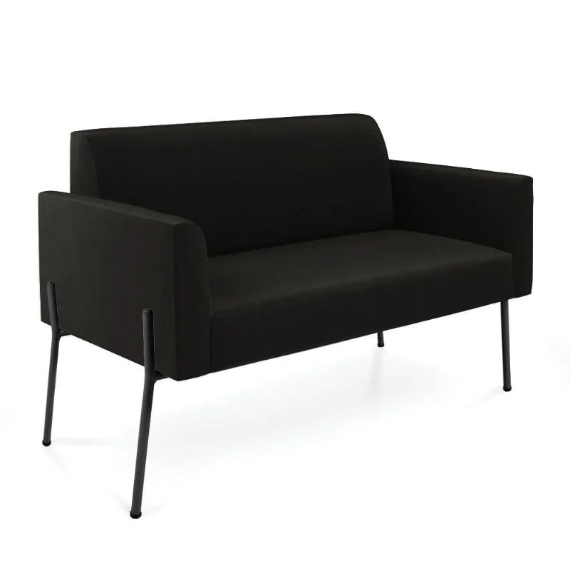 Sofá Namoradeira 2 Lugares Pé De Ferro Preto Marisa Suede D03 - D'rossi Cor Preto