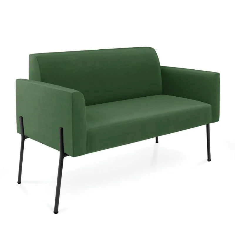 Sofá Namoradeira 2 Lugares Pé De Ferro Preto Marisa Suede D03 - D'rossi Cor Verde