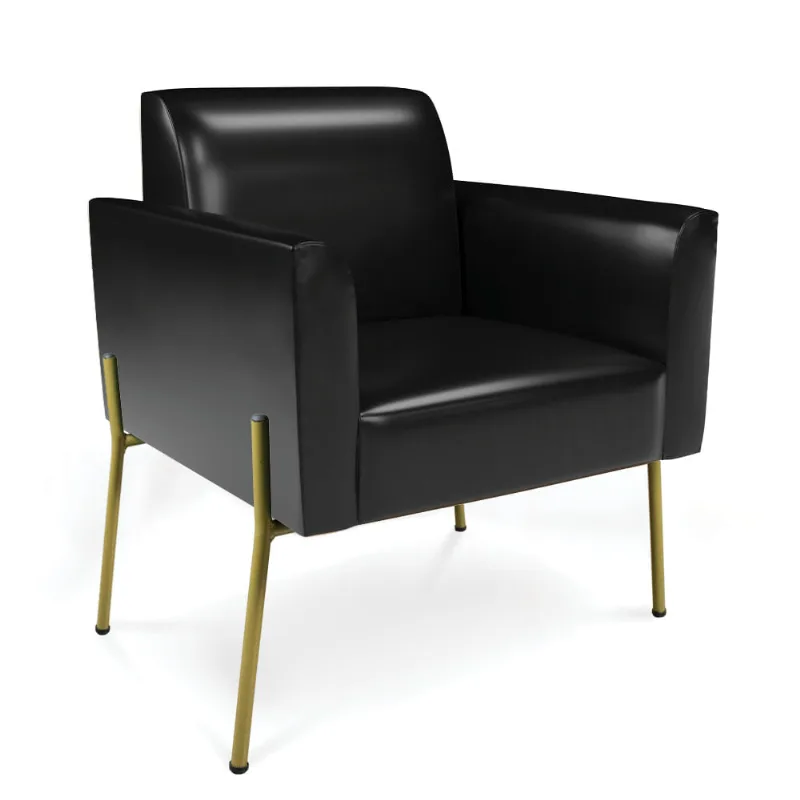 Poltrona Pé de Ferro Dourado para Sala Marisa Corano Preto D03 - D'Rossi