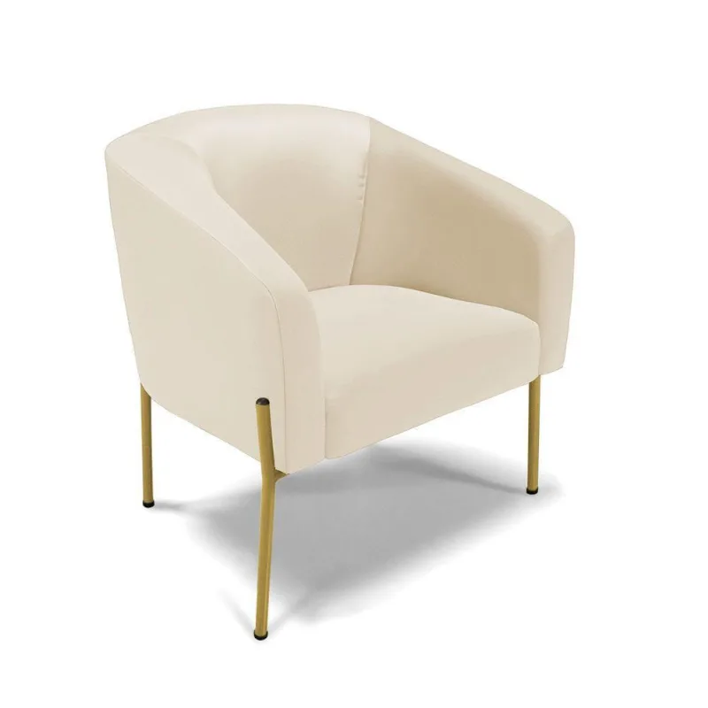Poltrona Pé De Ferro Dourado Sala De Estar Stella Corino D03 - D'rossi Cor Bege