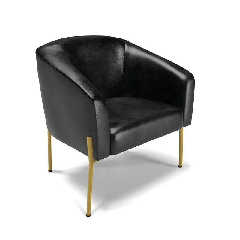 Poltrona Pé De Ferro Dourado Sala De Estar Stella Corano D03 - D'rossi Cor Preto