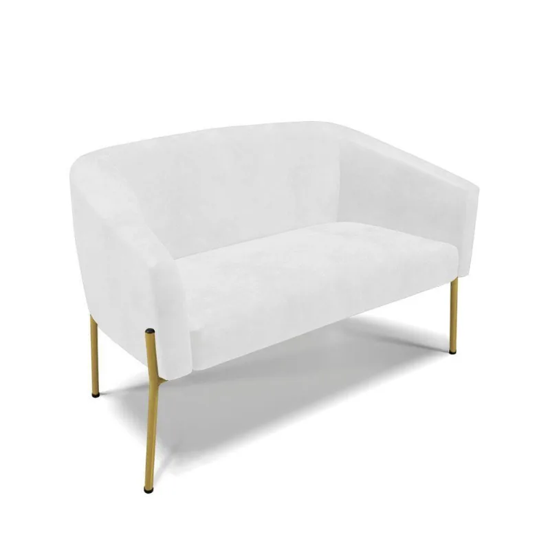 Sofá Namoradeira 2 Lugares Pé De Ferro Dourado Stella Corano D03 - D'rossi Cor Branco