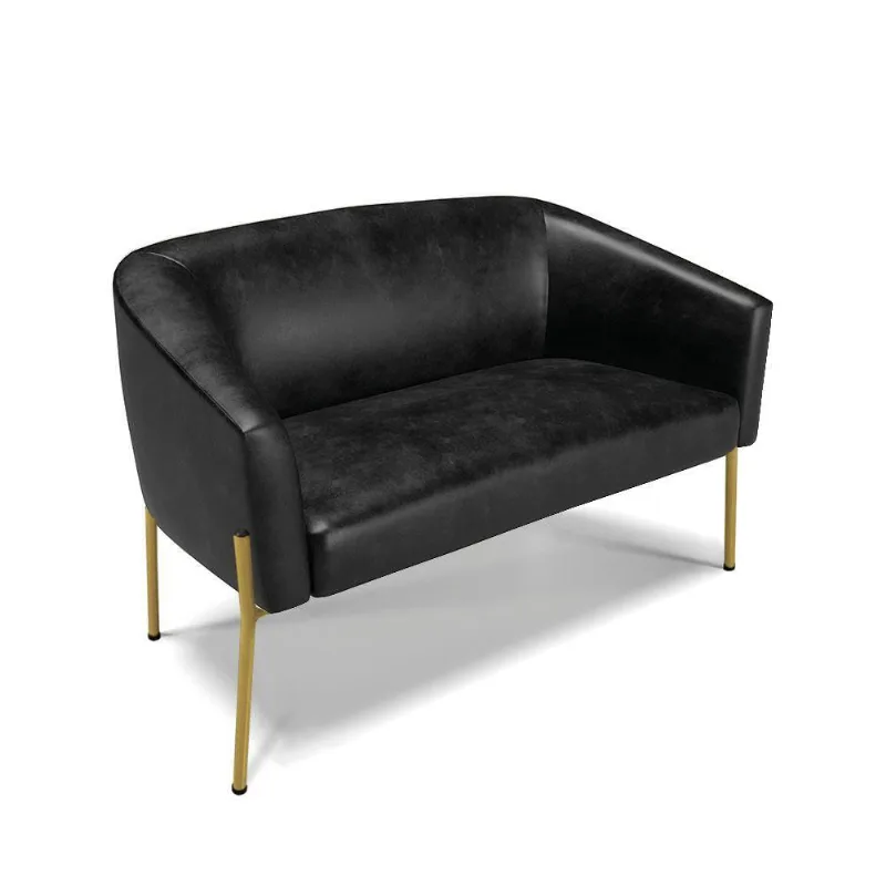 Sofá Namoradeira 2 Lugares Pé De Ferro Dourado Stella Corano D03 - D'rossi Cor Preto