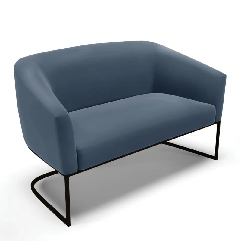 Sofá 2 Lugares Namoradeira Industrial Preto Stella Suede D03 - D'Rossi Azul Marinho