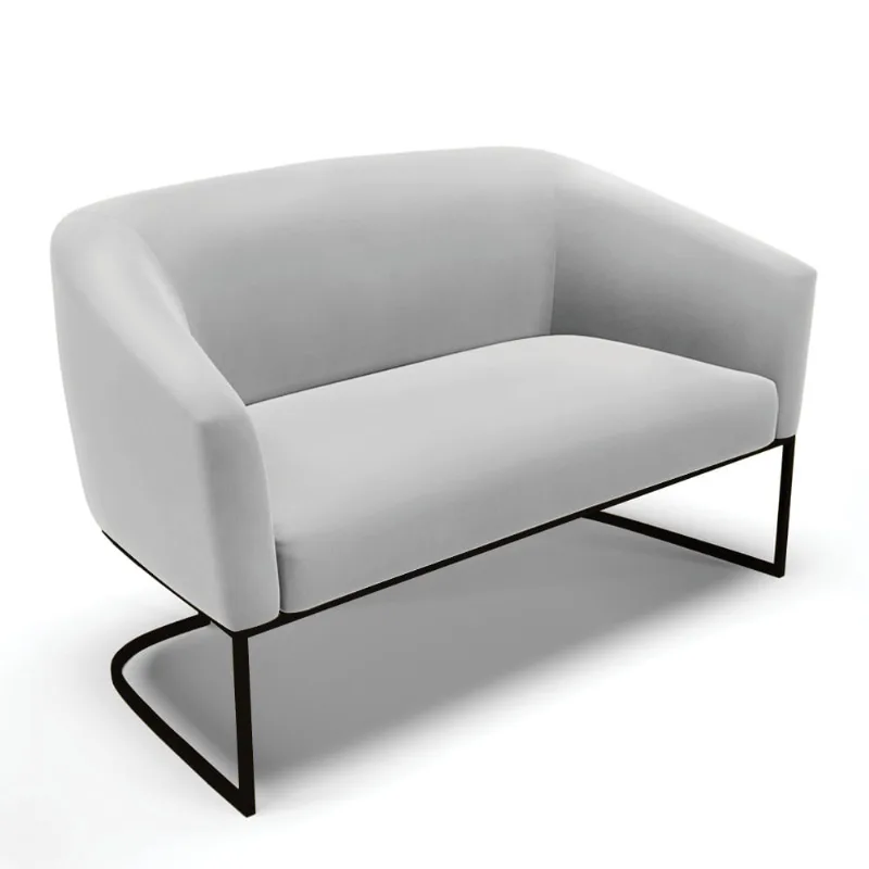 Sofá 2 Lugares Namoradeira Industrial Preto Stella Suede D03 - D'Rossi Cinza