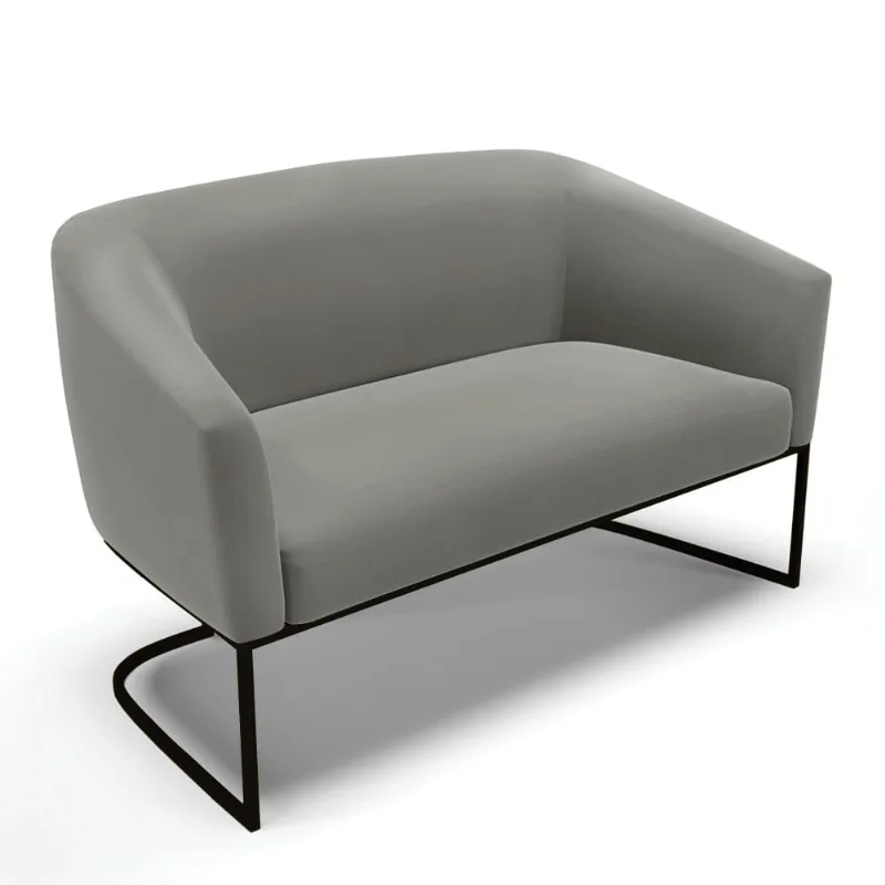 Sofá 2 Lugares Namoradeira Industrial Preto Stella Suede D03 - D'Rossi Grafite