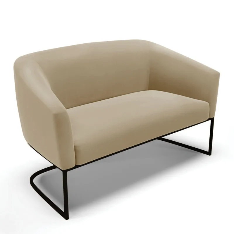 Sofá 2 Lugares Namoradeira Industrial Preto Stella Suede D03 - D'Rossi Marrom Rato