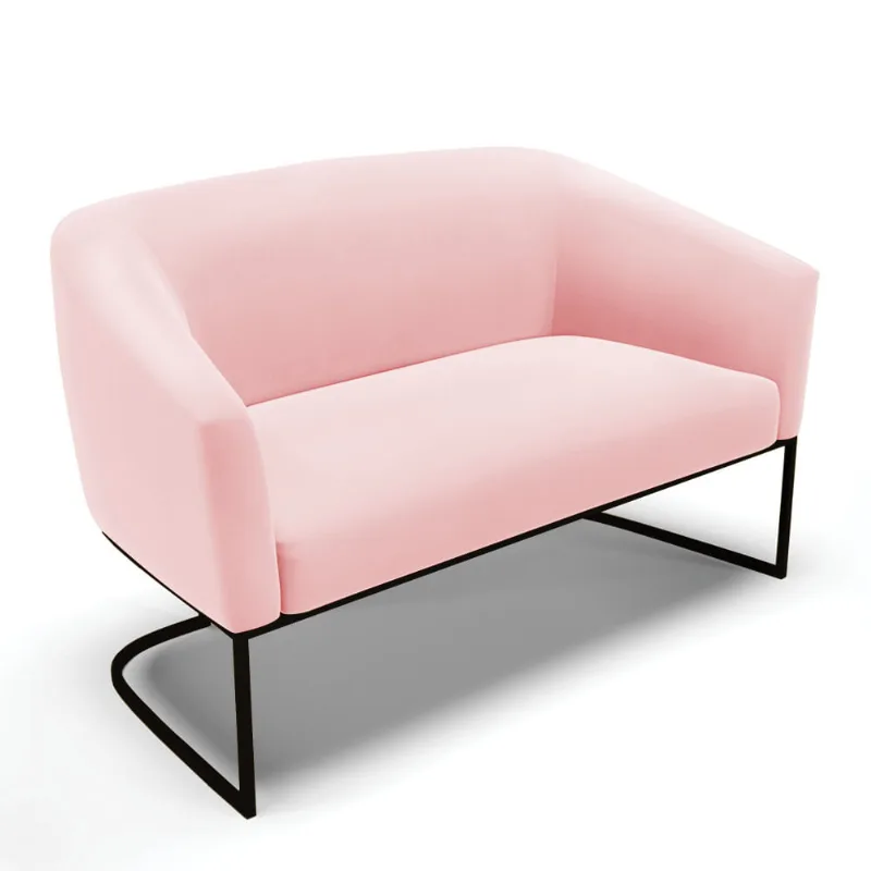 Sofá 2 Lugares Namoradeira Industrial Preto Stella Suede D03 - D'Rossi Rosa Bebê