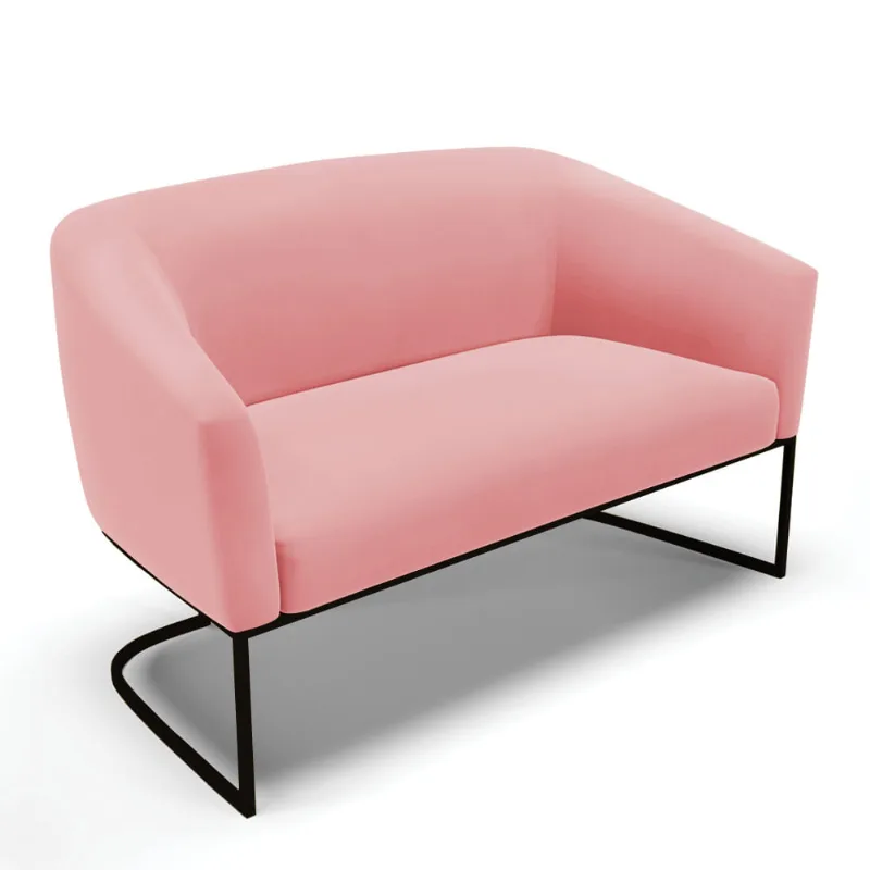 Sofá 2 Lugares Namoradeira Industrial Preto Stella Suede D03 - D'Rossi Rose