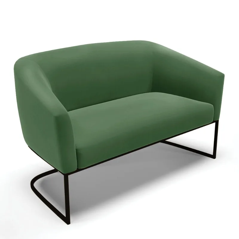 Sofá 2 Lugares Namoradeira Industrial Preto Stella Suede D03 - D'Rossi Verde