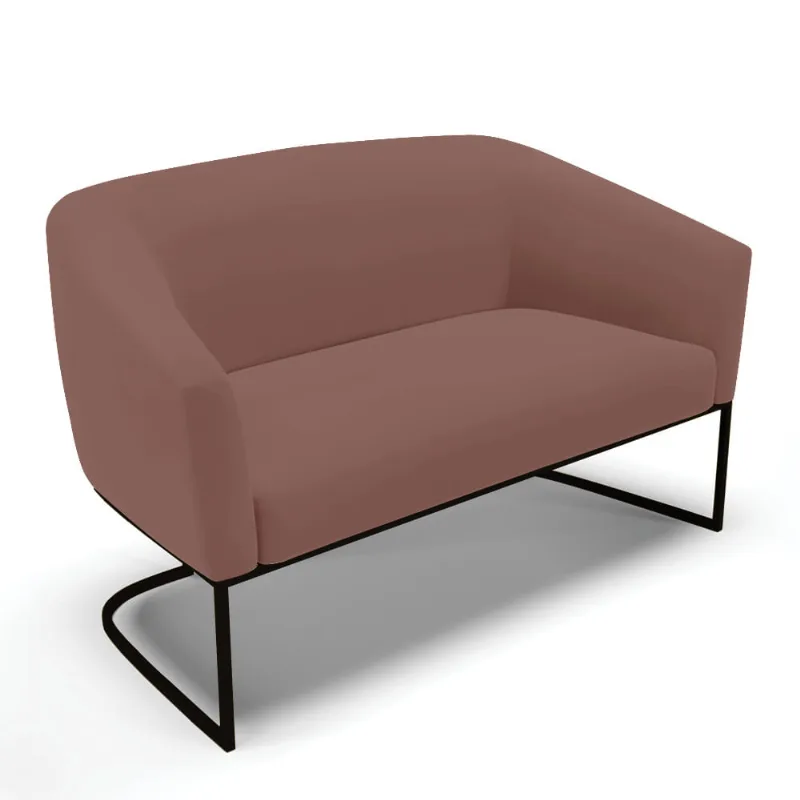 Sofá 2 Lugares Namoradeira Industrial Preto Stella Veludo D03 - D'Rossi Rose